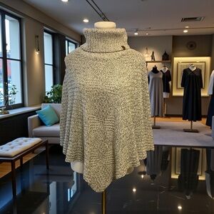 Roots Salt & Pepper Knit Turtleneck Poncho O/S
